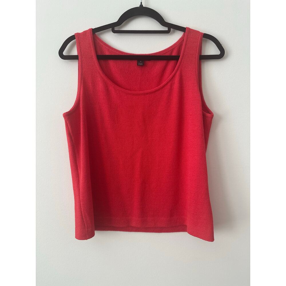St. John Tank Top Women Medium Red Knit Wool Blend Casual Basic Stretch